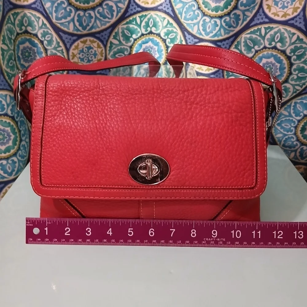 Coach Hamilton Crossbody Bag with Flap Closure Silver Hardware Pebbled Leather